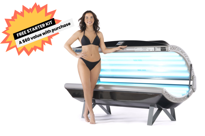 Solar Wave Tanning Bed with 16 Lamps with a Model